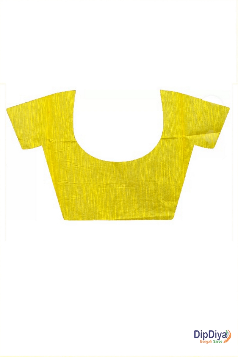 Yellow Red Cotton Blended Parik Applique Saree (329)